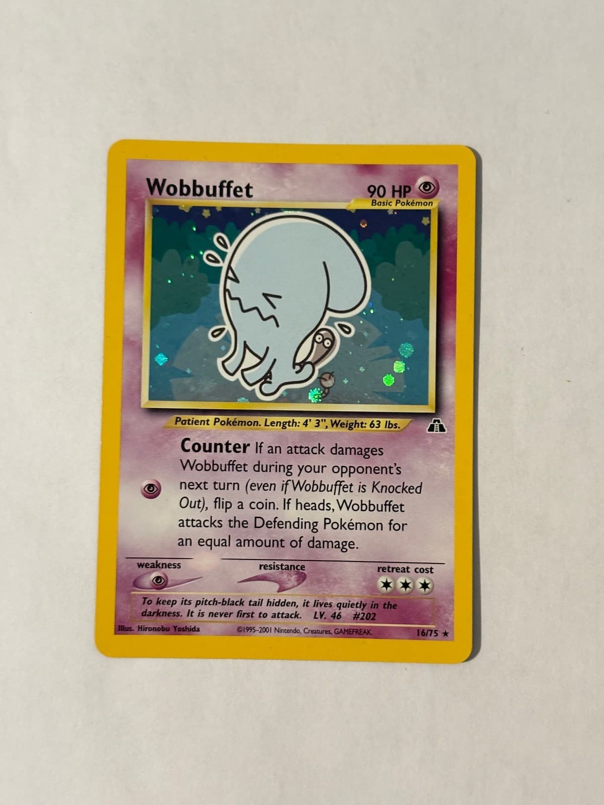 Wobbuffet 16/75 Rare Neo Discovery Pokemon Unlimited Holo Lightly Played
