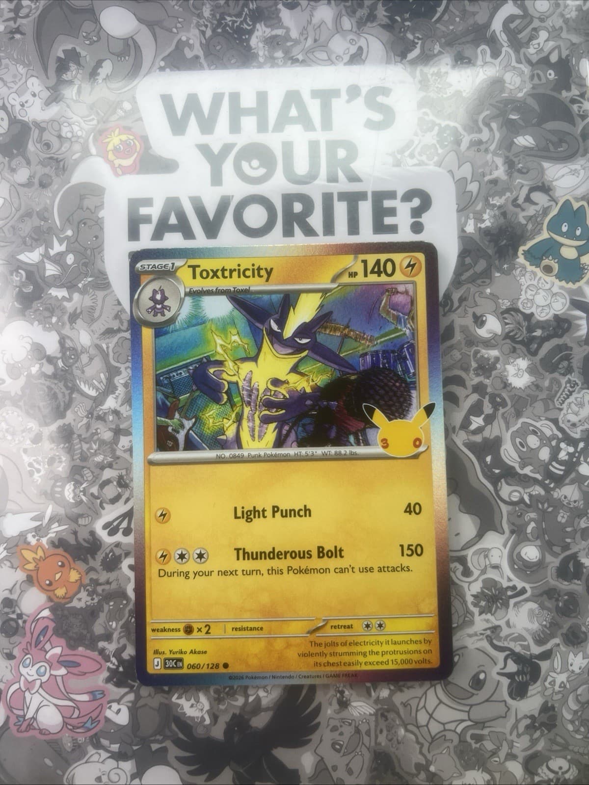 Pokemon 30th Anniversary Celebration Toxtricity Holo Common Card 060/128