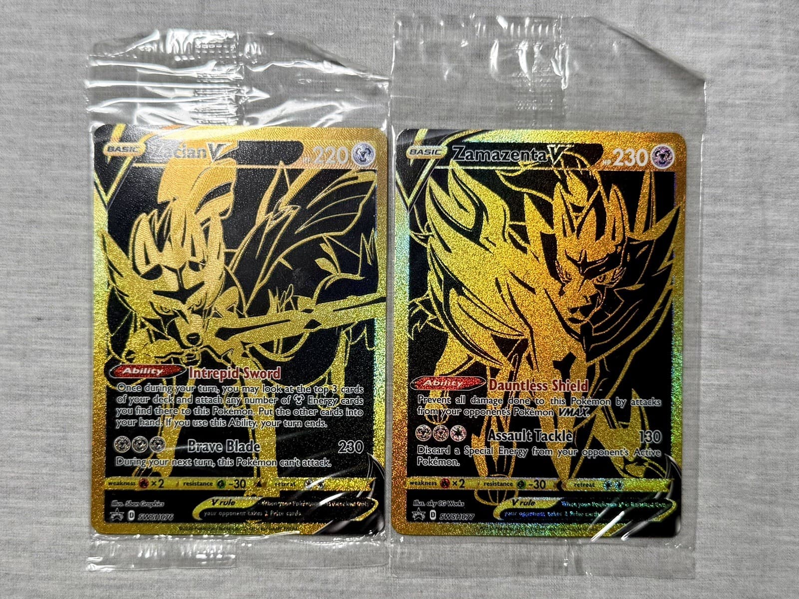 Pokemon Zacian V SWSH076 & Zamazenta V SWSH077 Gold Promos Sealed