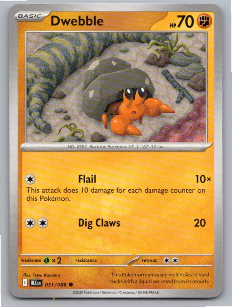 2025 POKEMON DWEBBLE BLACK BOLT 051/086 COMMON NM A14544 FREE S&H