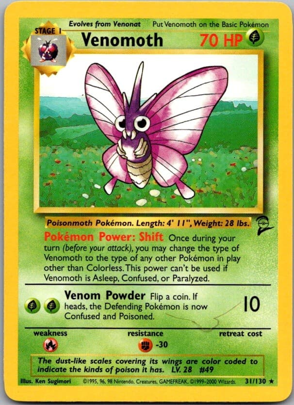 Venomoth 31/130 Rare Base Set 2 Pokemon Near Mint