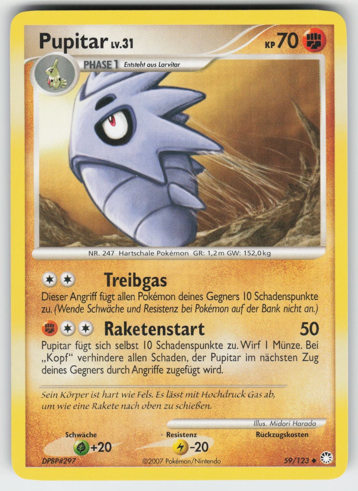 Pokémon Pupitar 59/123 DE Uncommon Geheimnisvolle Schätze 2007