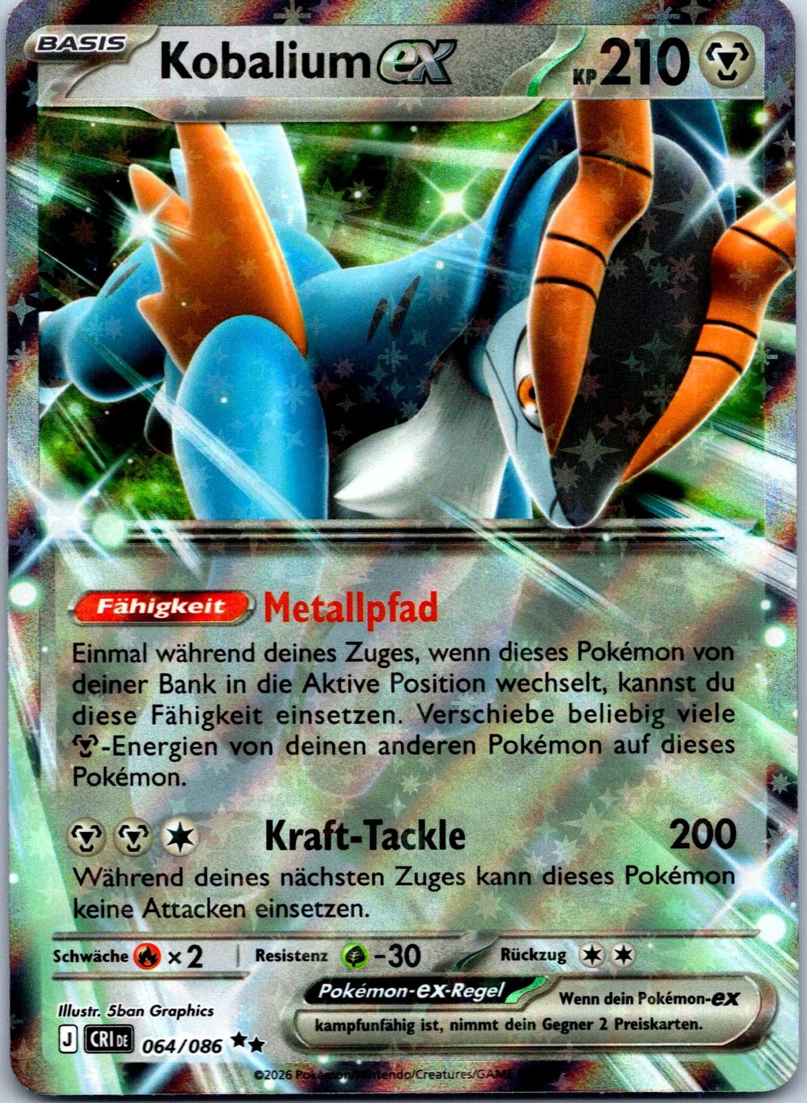 Pokémon Kobalium ex Wachsendes Chaos #64/86 🇩🇪