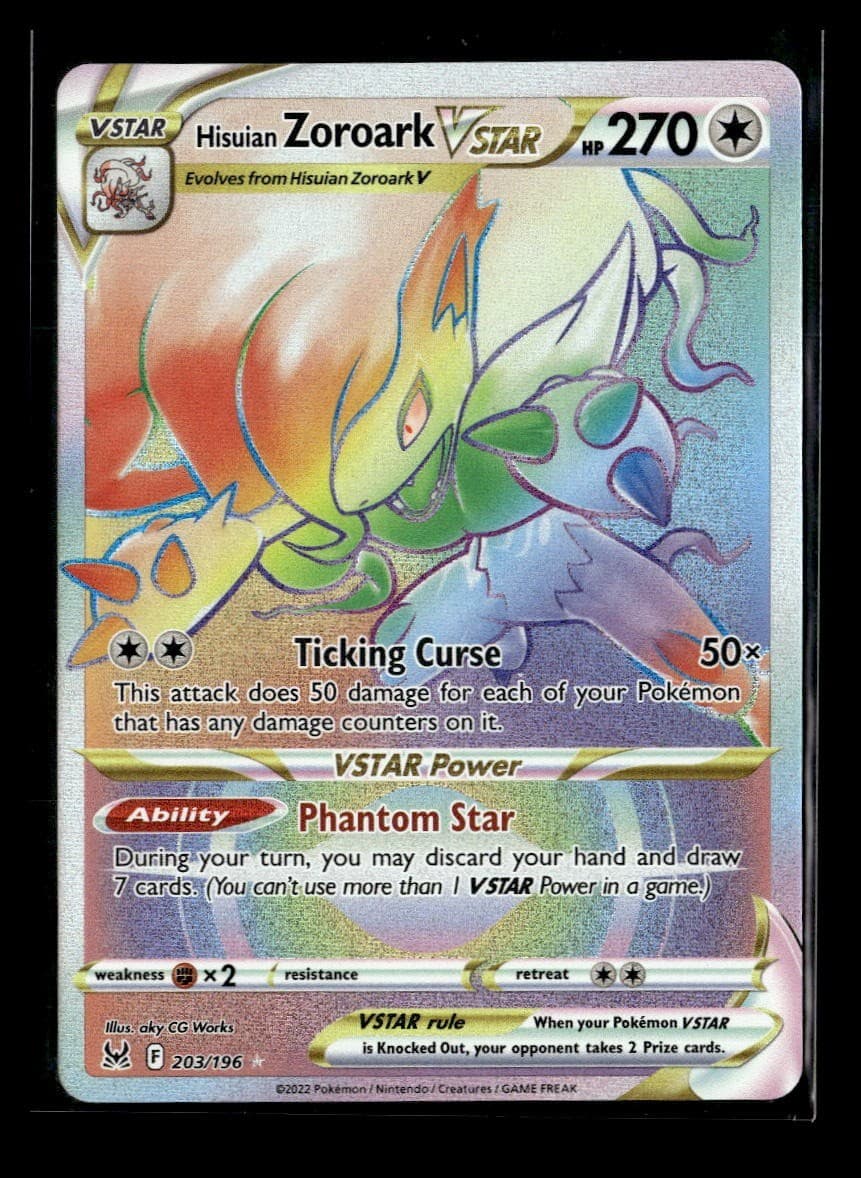 Pokemon Hisuian Zoroark VSTAR (Secret) #203/196 SWSH11: Lost Origin