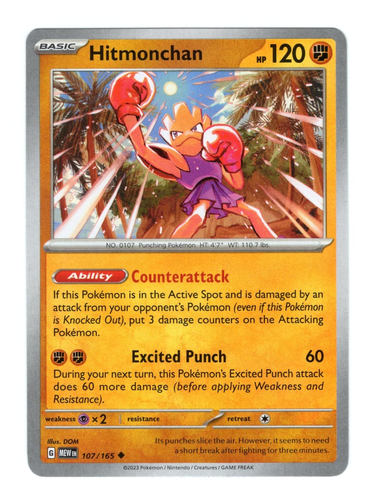 Hitmonchan 107/165 Uncommon 151 Pokemon TCG Near Mint