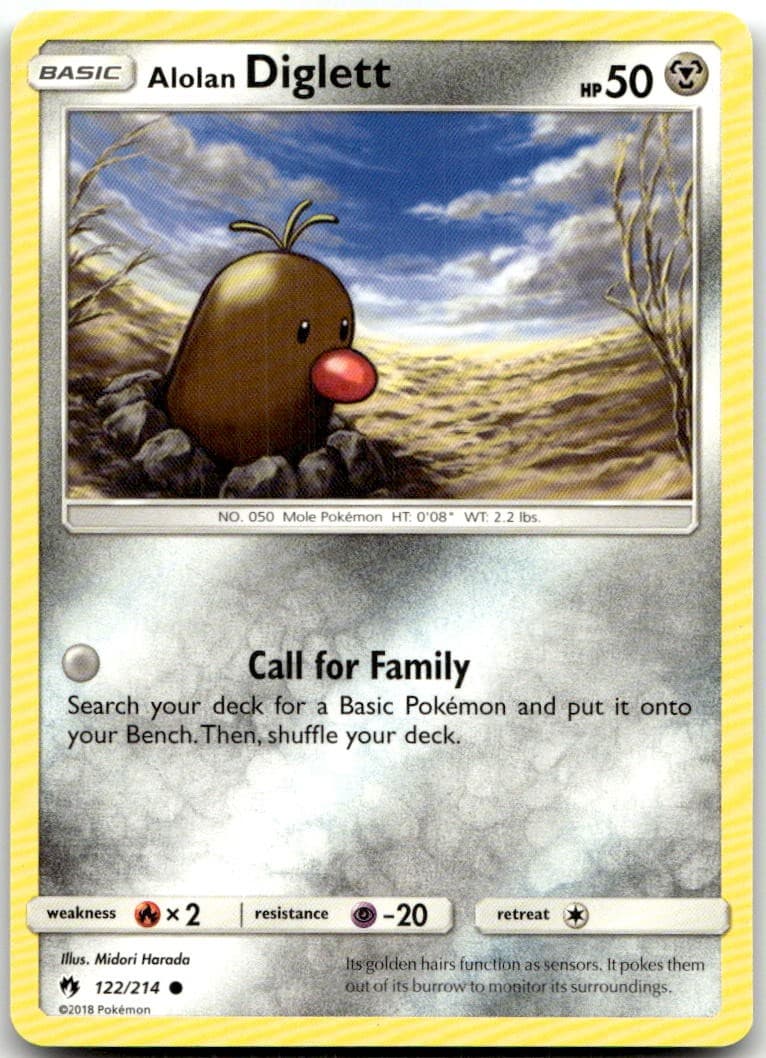 Alolan Diglett 122/214 Common Lost Thunder Pokemon Near Mint