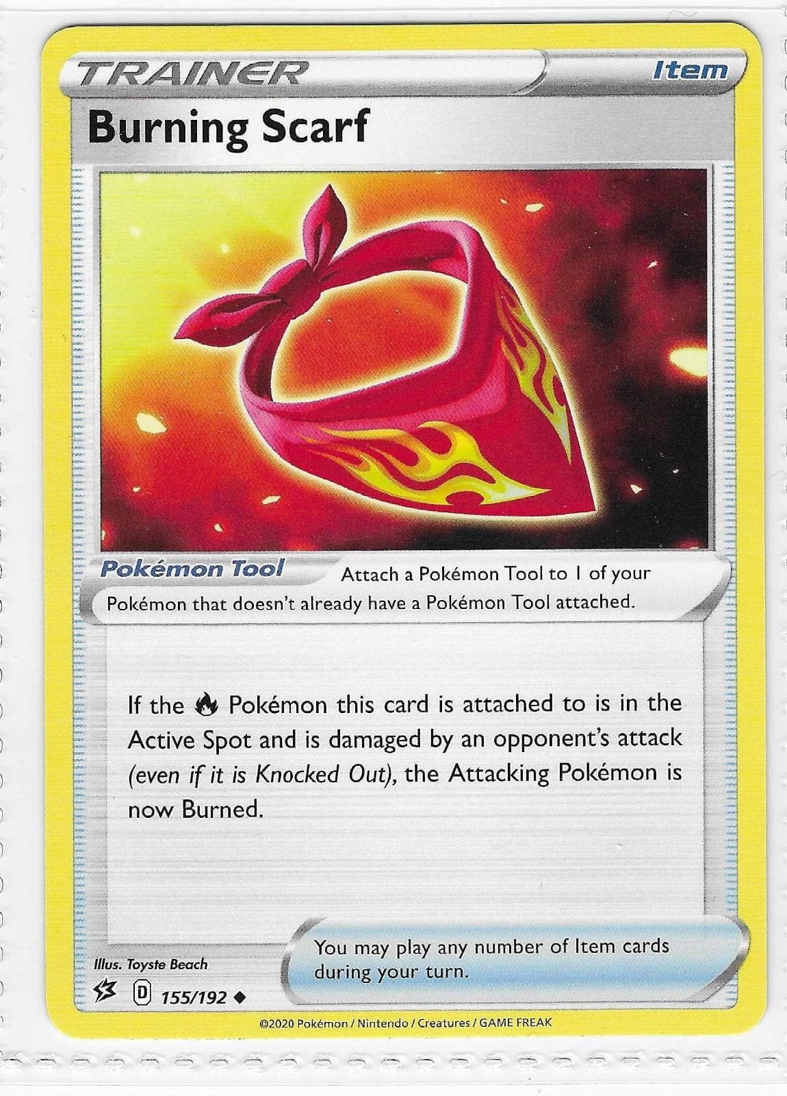Burning Scarf 155/192 Uncommon Rebel Clash Pokemon Near Mint
