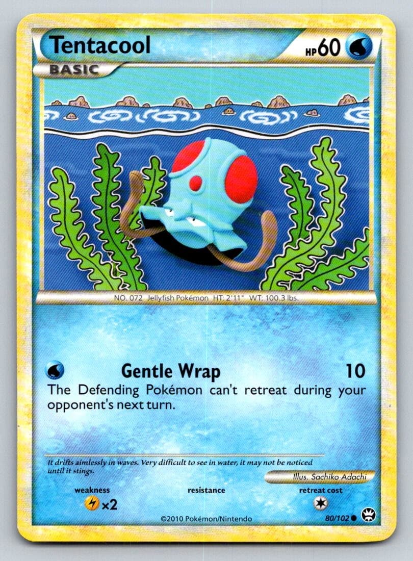 Tentacool 80/102 Common HGSS Triumphant Pokemon Near Mint