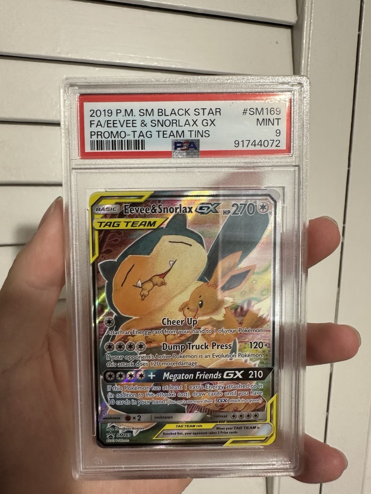 Eevee & Snorlax GX SM169 Holo PSA 9 Sun and Moon Black Star Promo