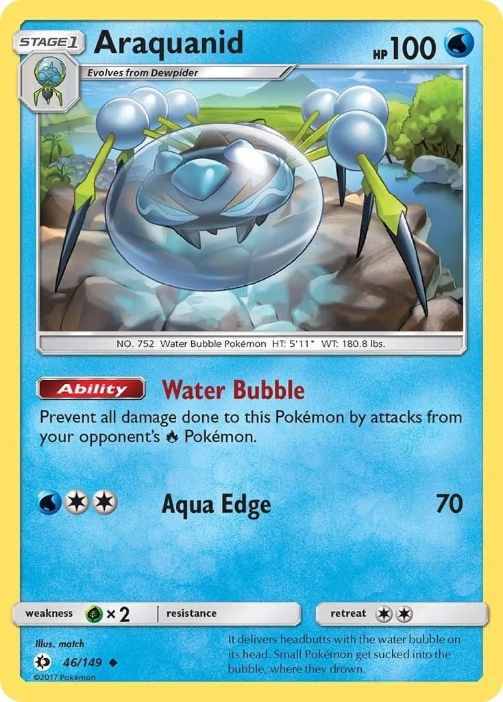 Pokemon ARAQUANID Sun & Moon Base Set 46/149 NM/Mint PACK FRESH