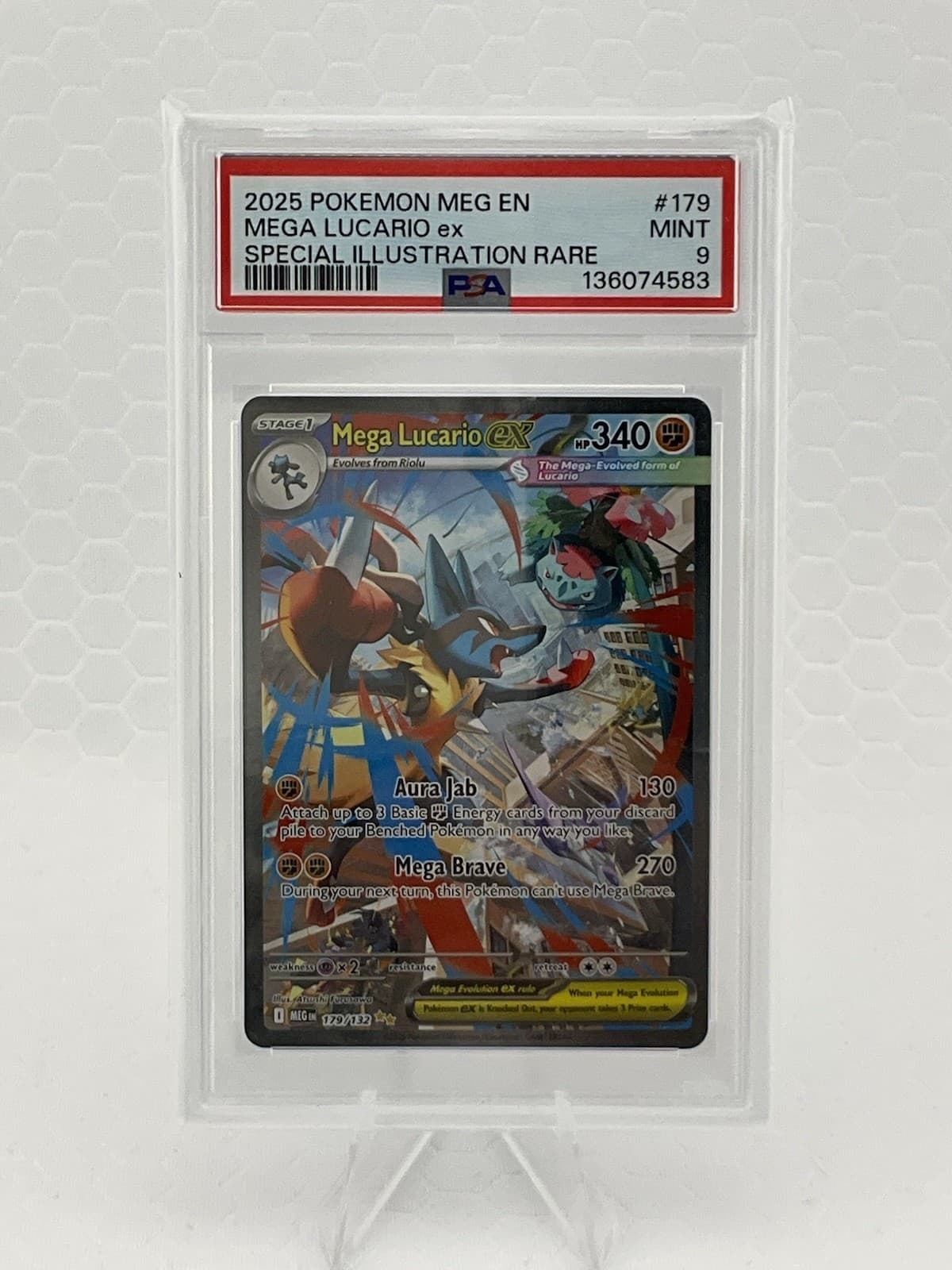 Mega Lucario ex 179/132 Me01: Mega Evolution Holo PSA 9
