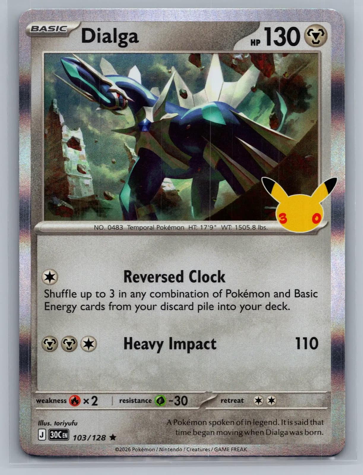 Dialga #103/128 2026 30th Celebration Pokemon TCG
