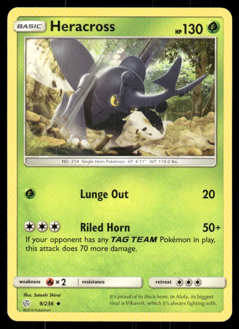 Heracross 9/236 Uncommon Cosmic Eclipse Pokemon Lightly Played