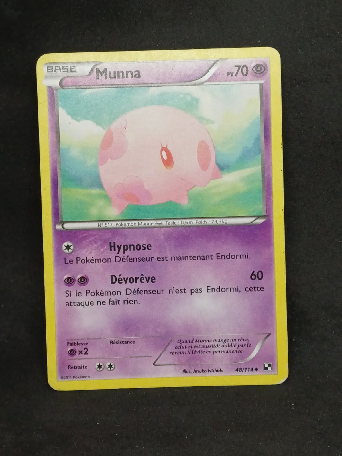 Carte Pokemon Française munna 48/114 noir et blanc 