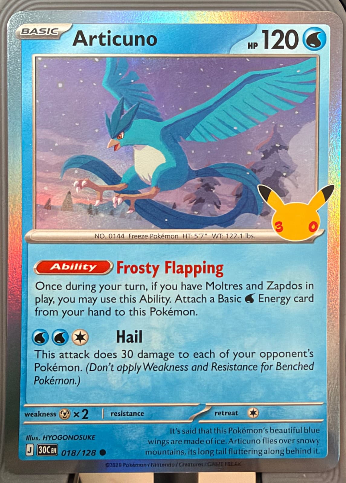 Articuno 18/128 30th Celebration Common Holo English Pokémon TCG