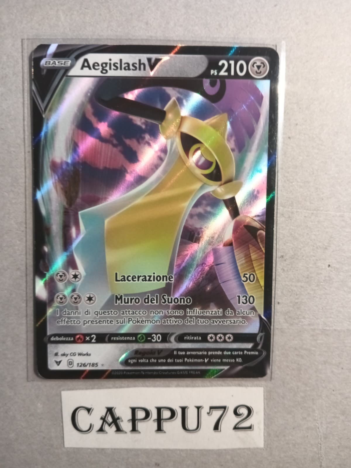 AEGISLASH V 126/185 VOLTAGGIO SFOLGORANTE POKEMON ITALIA NEAR MINT