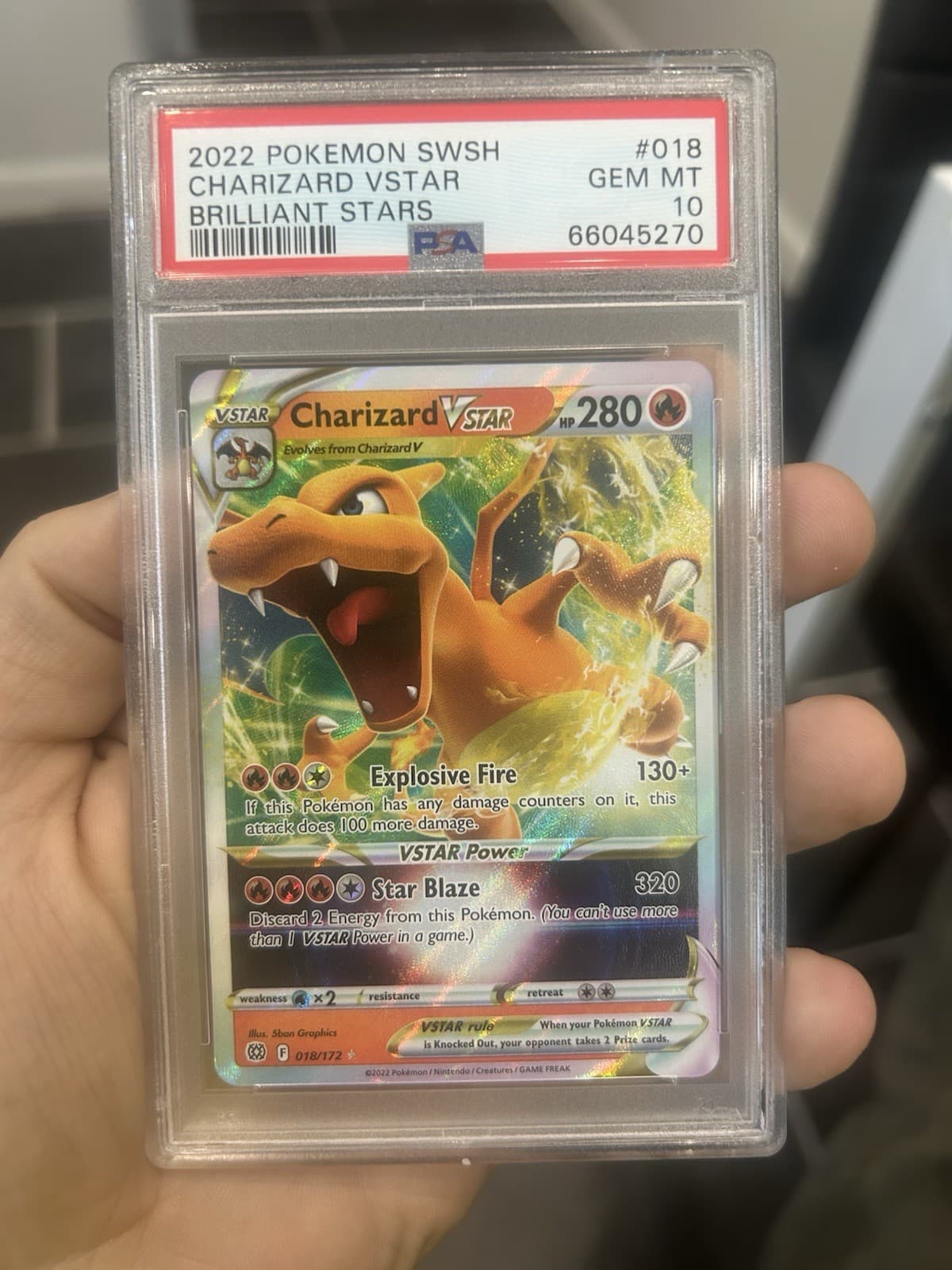 Charizard VSTAR 018/172 Brilliant Stars 2022 Holo Ultra Rare 280 HP PSA 10