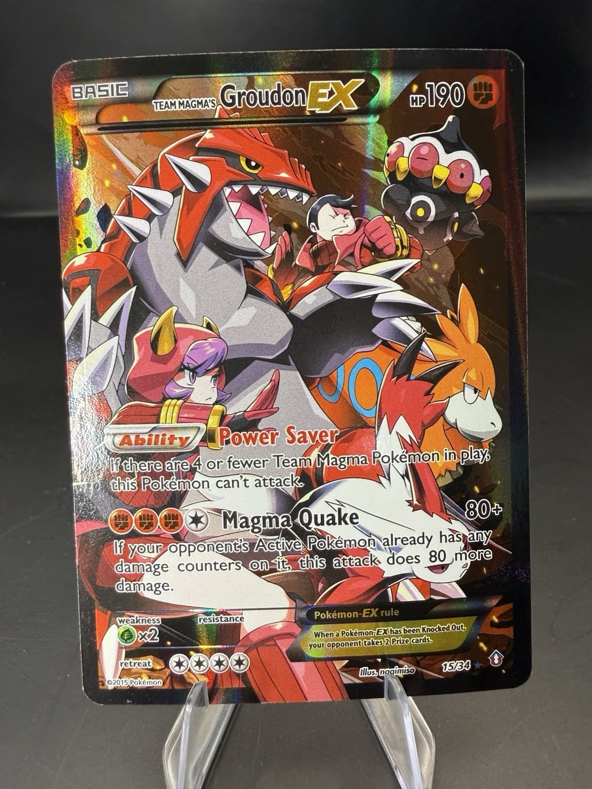 Team Magma's Groudon EX 15/34 Double Crisis Pokemon Holo MP - FREE SHIP