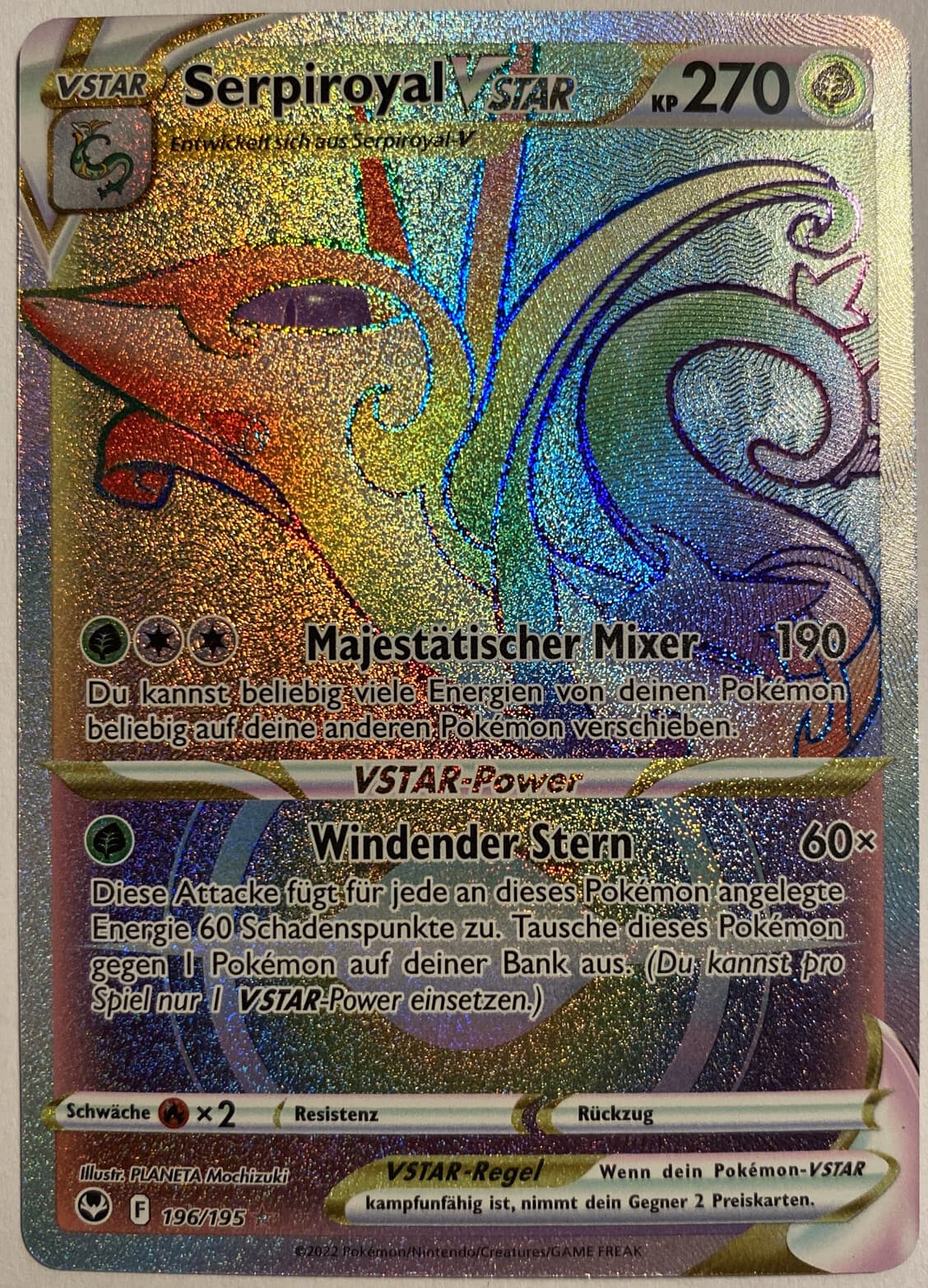 Pokemon Serpiroyal VSTAR Rainbow Deutsch 196/195 Silberne Sturmwinde | Near Mint