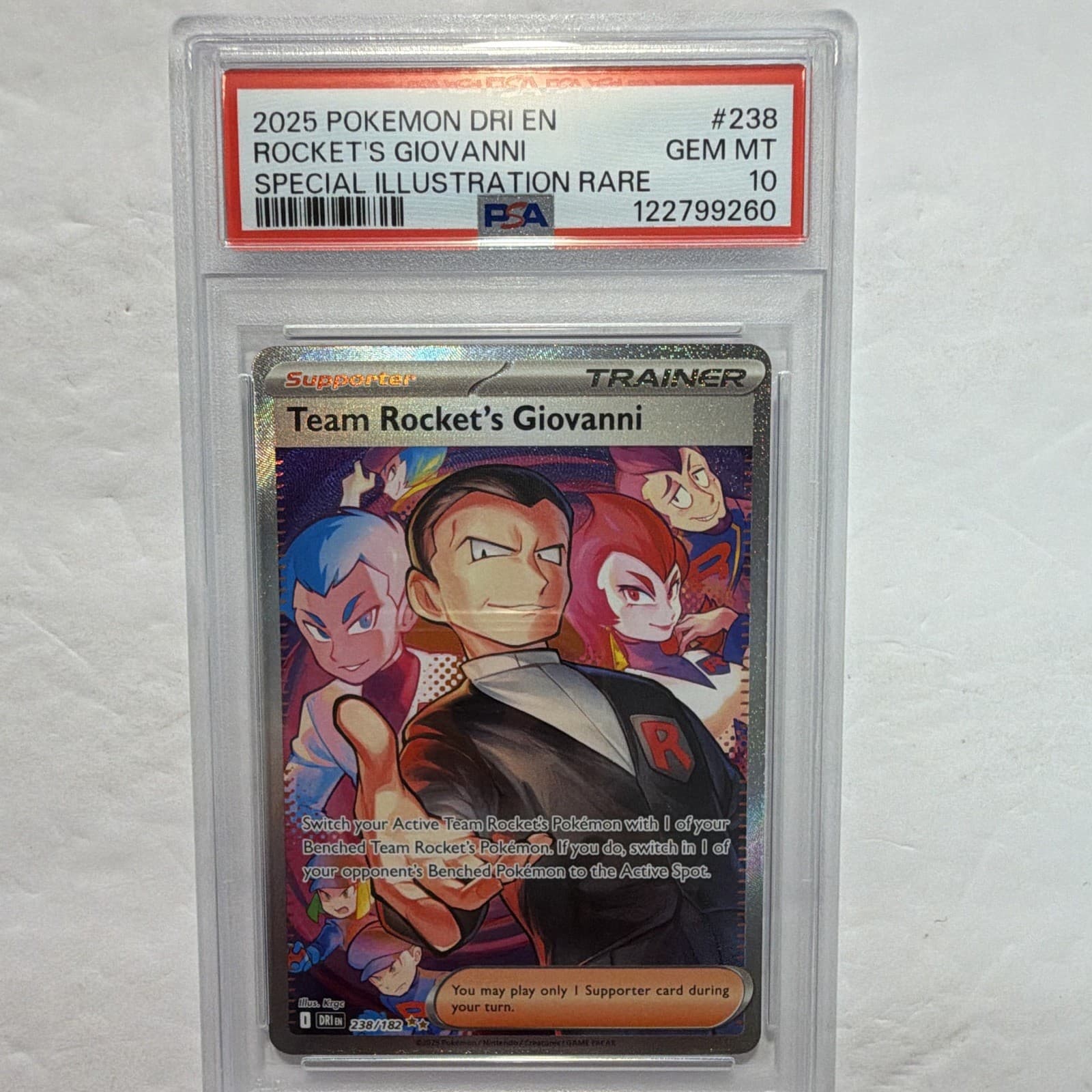 Pokemon TCG Team Rocket's Giovanni 238/182 DRI SIR Foil English PSA 10