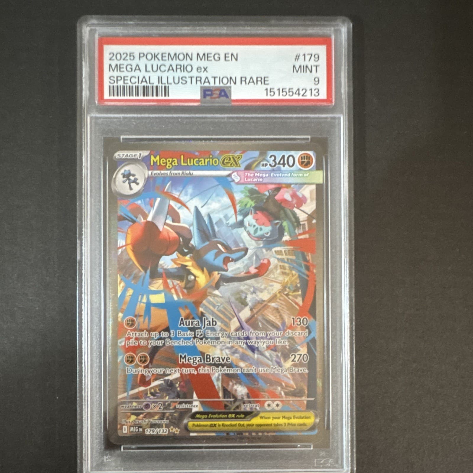 Pokemon Mega Lucario ex 179/132 ME01 Mega Evolution SIR Holo PSA 9 EN 2025