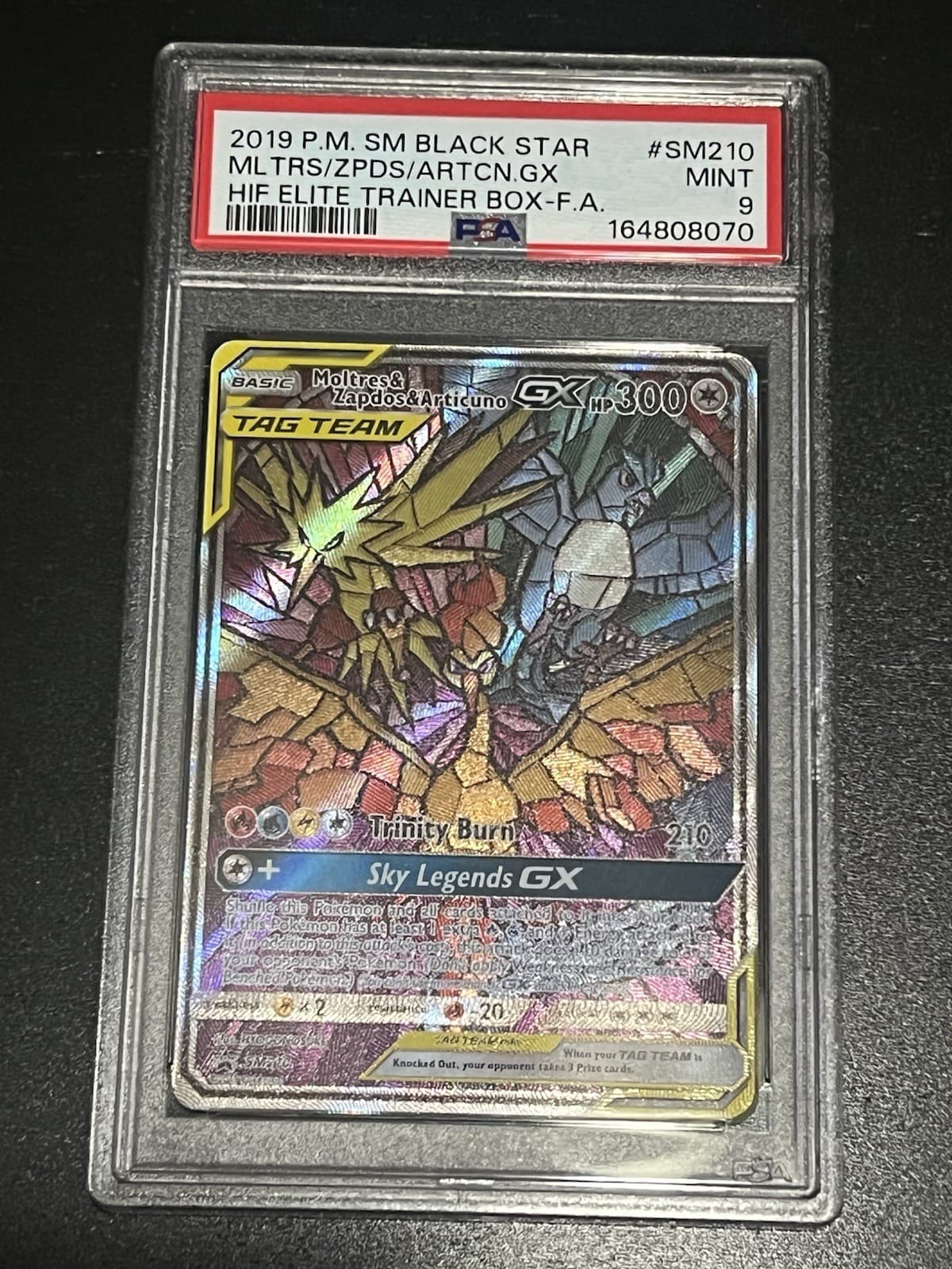 Pokemon TCG Moltres & Zapdos & Articuno GX SM210 Promo Full Art Holo PSA 9