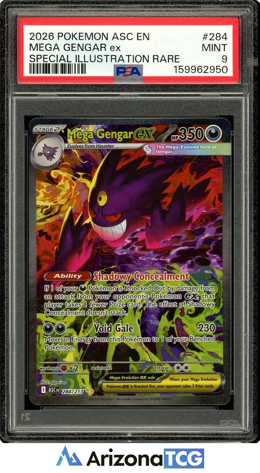 Pokemon 2026 Mega Gengar ex 284/217 SIR Ascended Heroes PSA 9