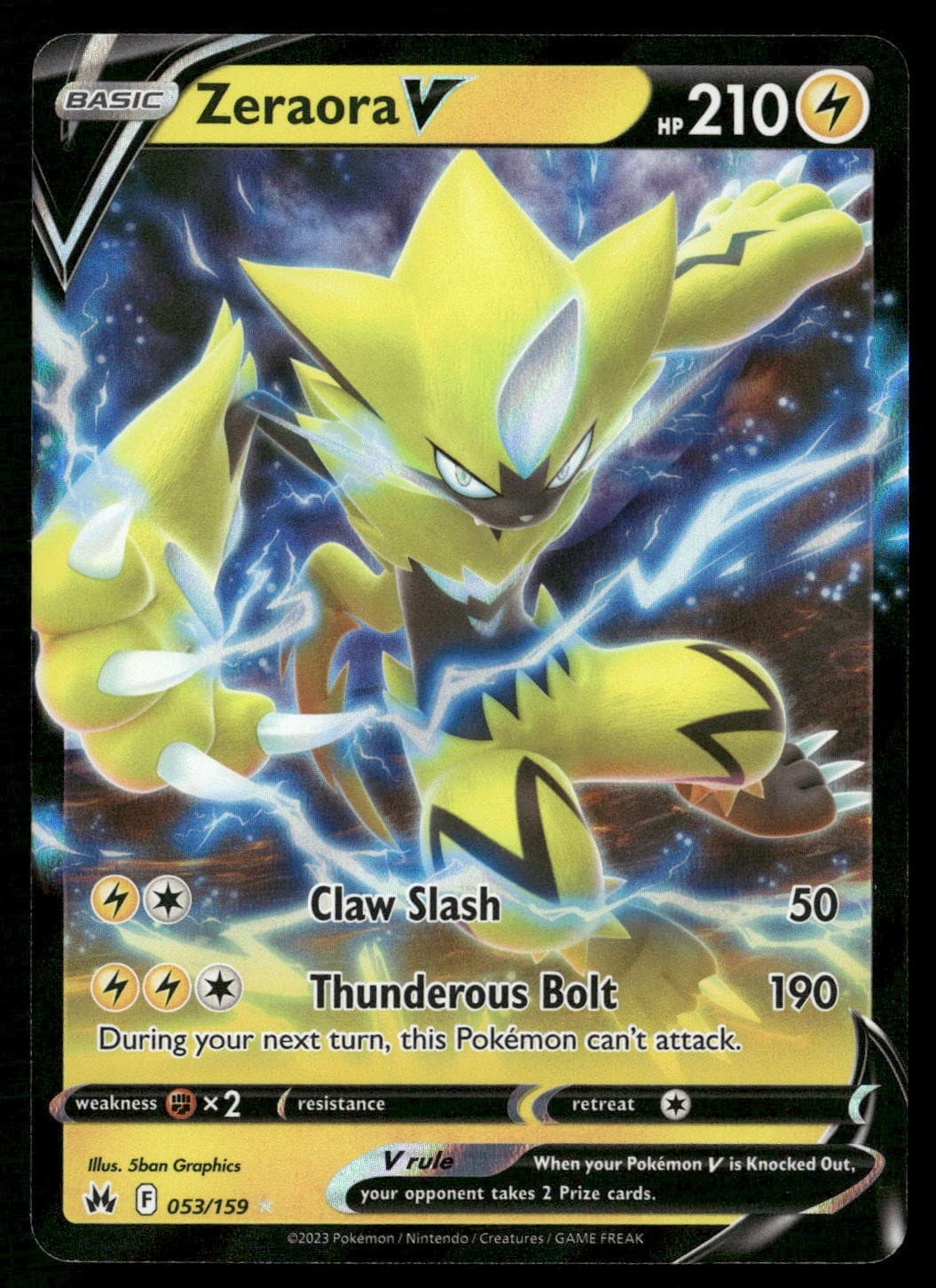 Zeraora V 053/159 Holo V Rare Crown Zenith Pokemon NM/M