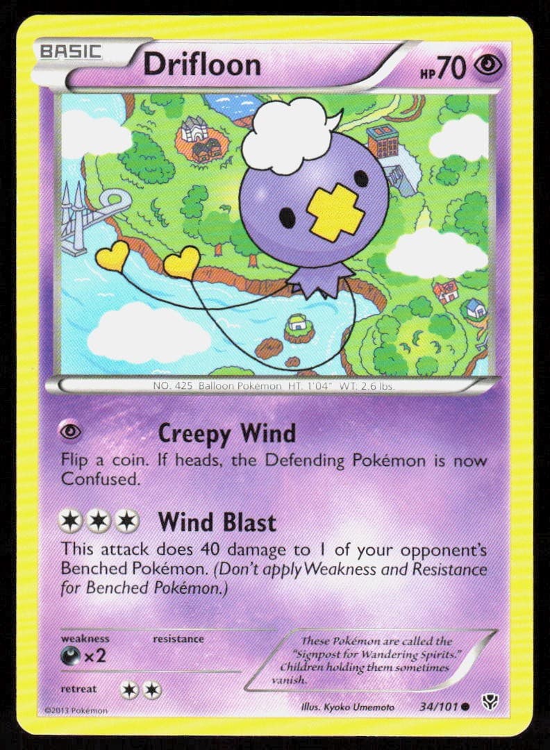 Drifloon 34/101 Common Plasma Blast Pokemon Moderately Played