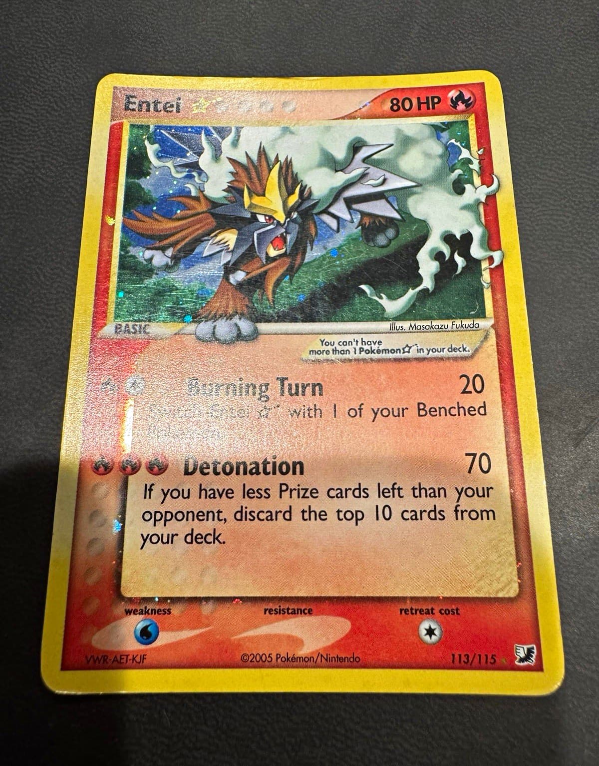 Pokemon Entei Star EX Unseen Forces Holo Ultra Rare 113/115 ENG 2005