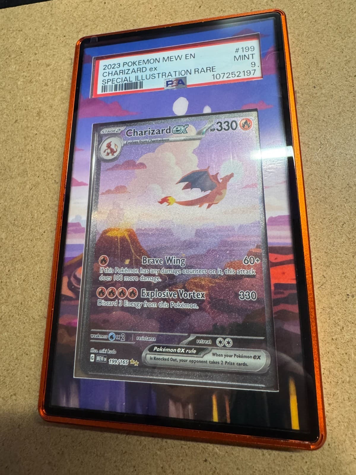 Pokemon Charizard ex 199/165 SIR Special Illustration Rare 151 PSA 9 no art case