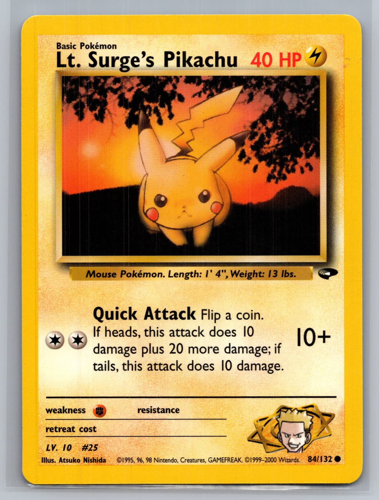 LT. Surge's Pikachu #84/132 2000 Gym Heroes Pokemon TCG