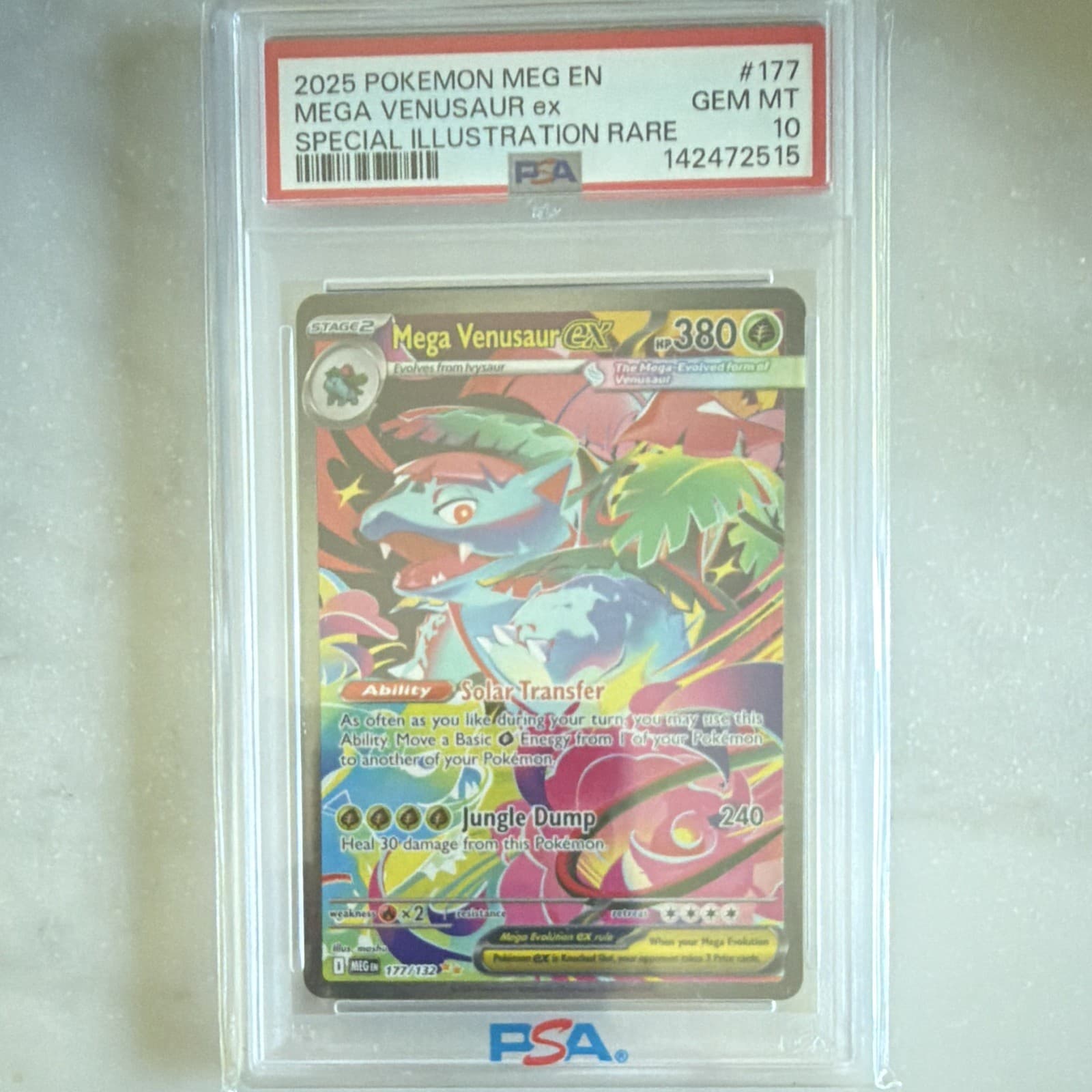 The Pokémon Company 2025 Mega Venusaur ex 177/132 ME01 SIR Holo PSA 10 EN