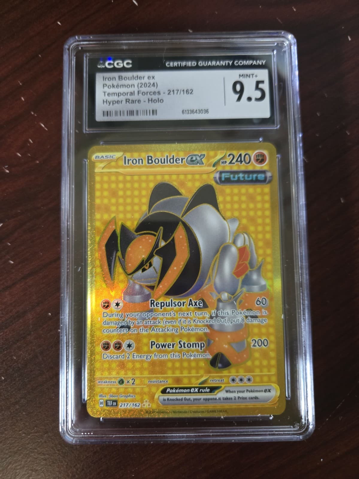 2024 POKEMON TEF EN-TEMPORAL FORCES HYPER RARE #217 IRON BOULDER EX CGC 9.5