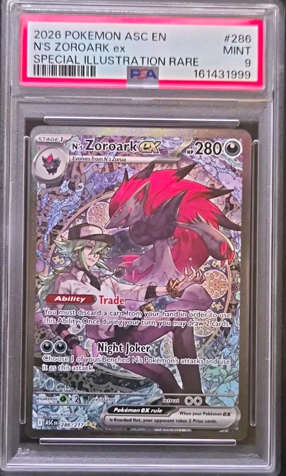PSA 9 2026 Pokemon N's Zoroark ex Me: Ascended Heroes SIR Holo EN 286/217