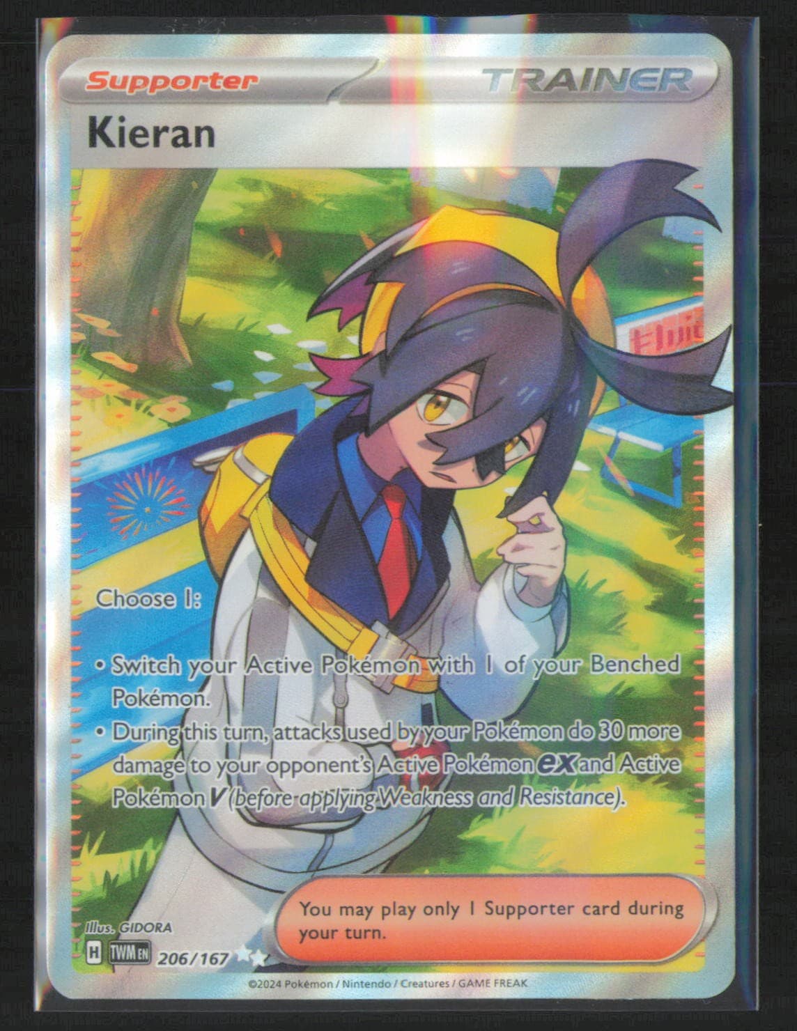 Pokemon TCG Kieran 206/167 Ultra Rare Twilight Masquerade Holo NM