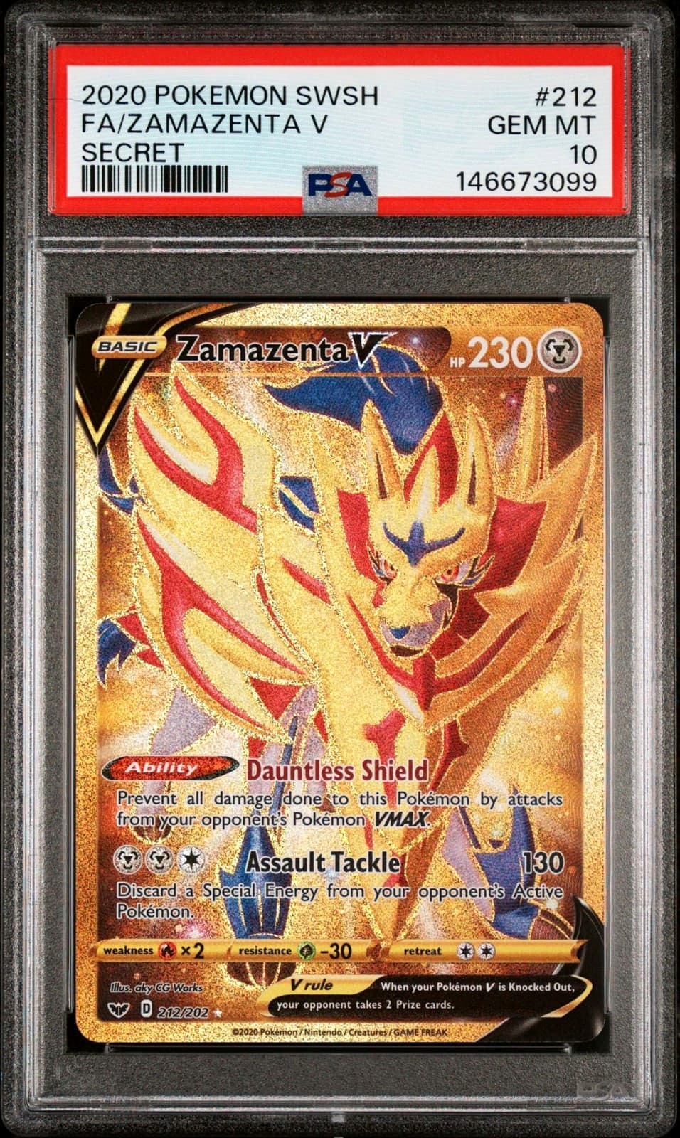 Pokemon Card PSA 10 Zamazenta V 212/202 Sword & Shield