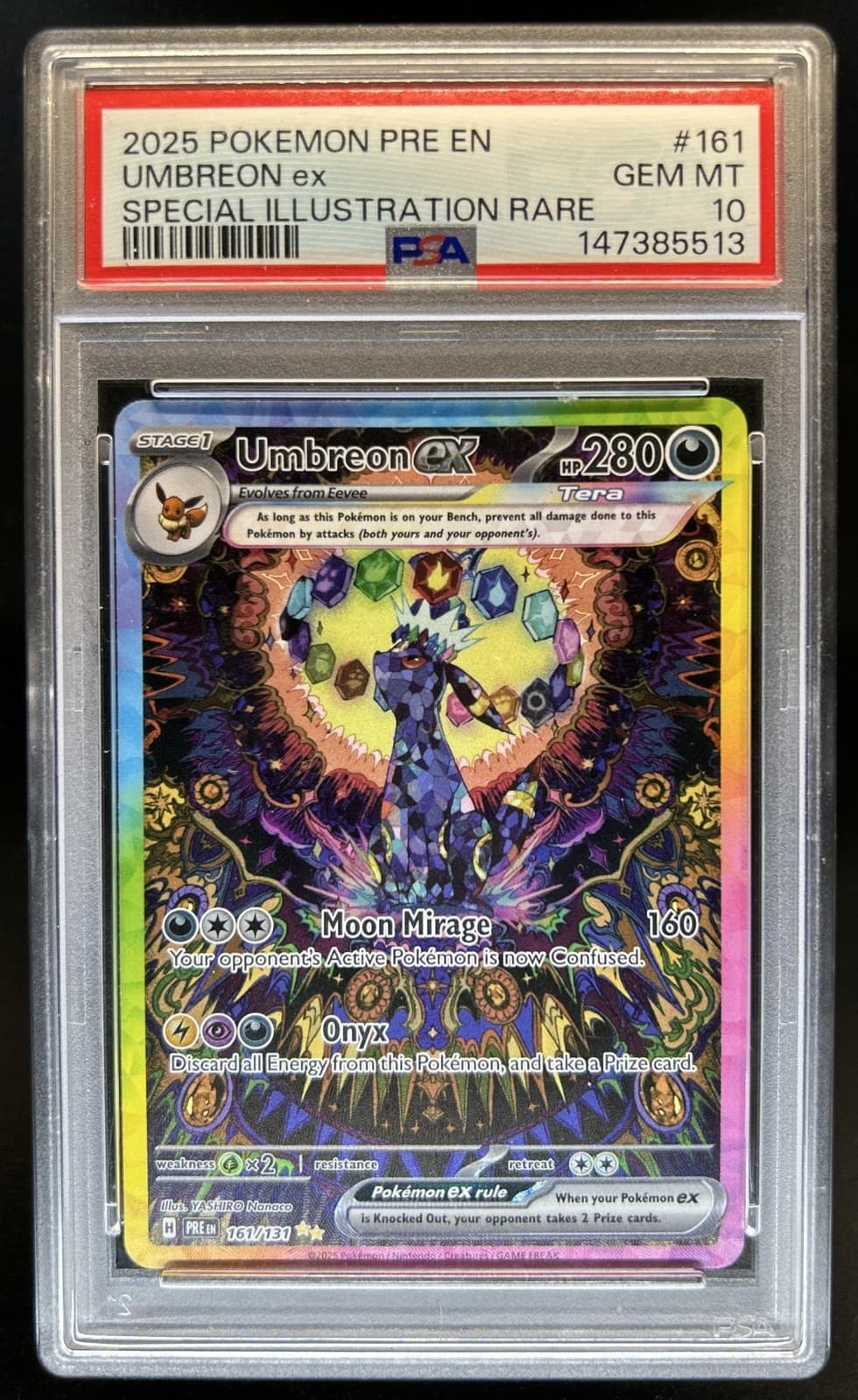 2025 Pokemon Prismatic Umbreon ex Special Illustration Rare SIR #161/131 PSA 10