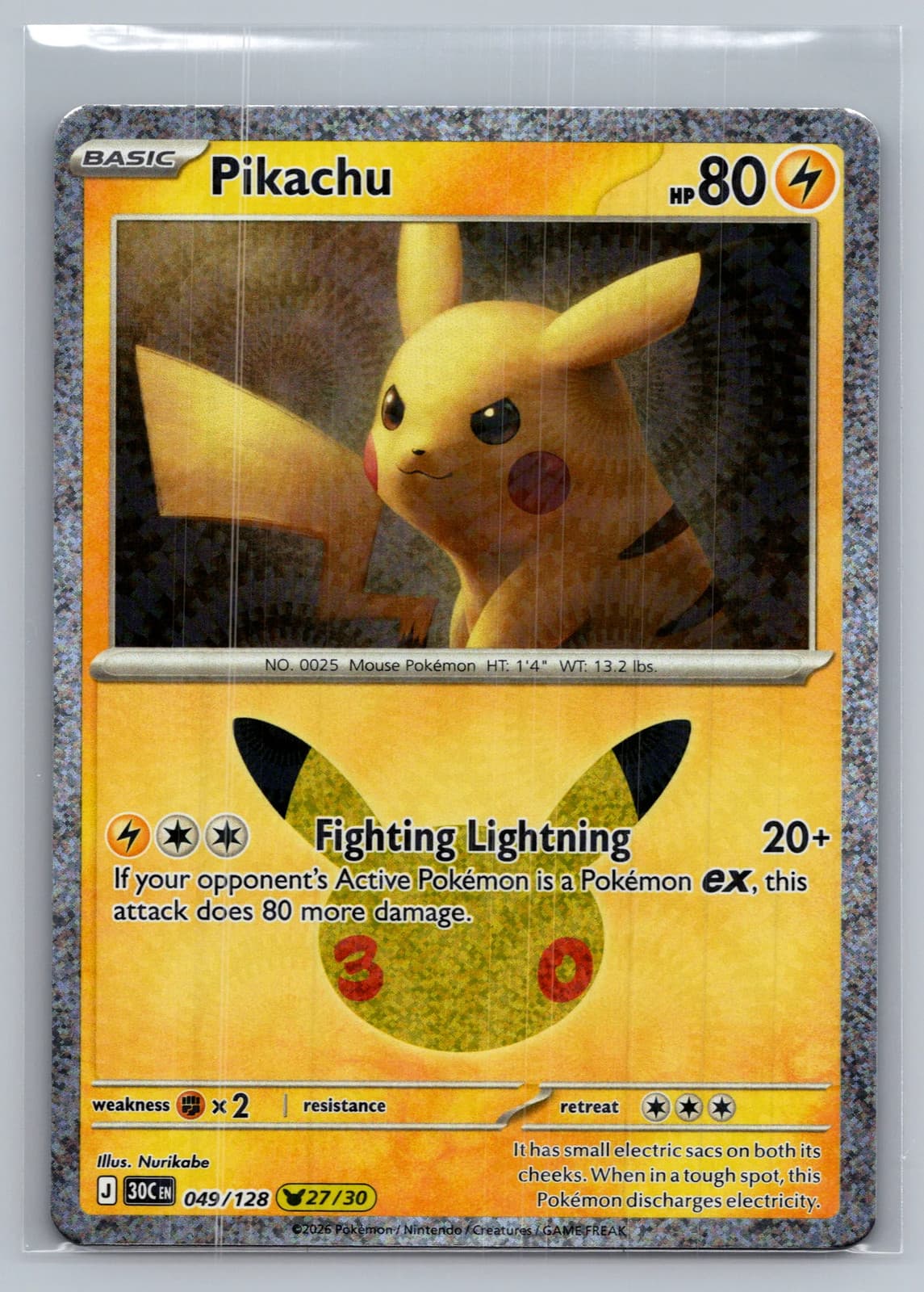 Pikachu #49/128 2026 30th Celebration Pokemon TCG