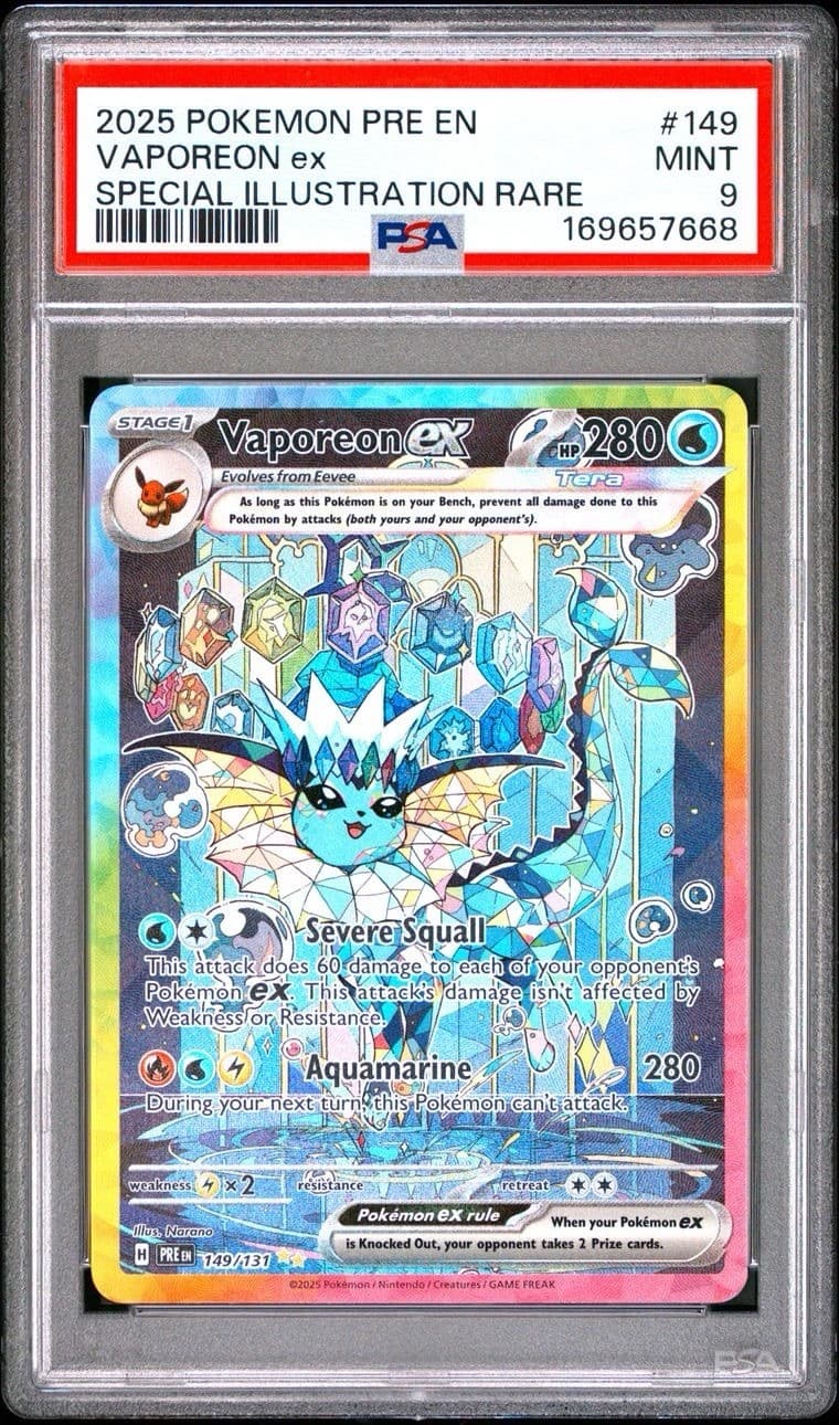 Vaporeon EX 149/131 Prismatic Evolutions Holo PSA 9