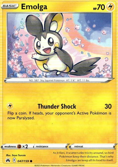 Emolga 047/159 SWSH Crown Zenith C NM English Pokémon
