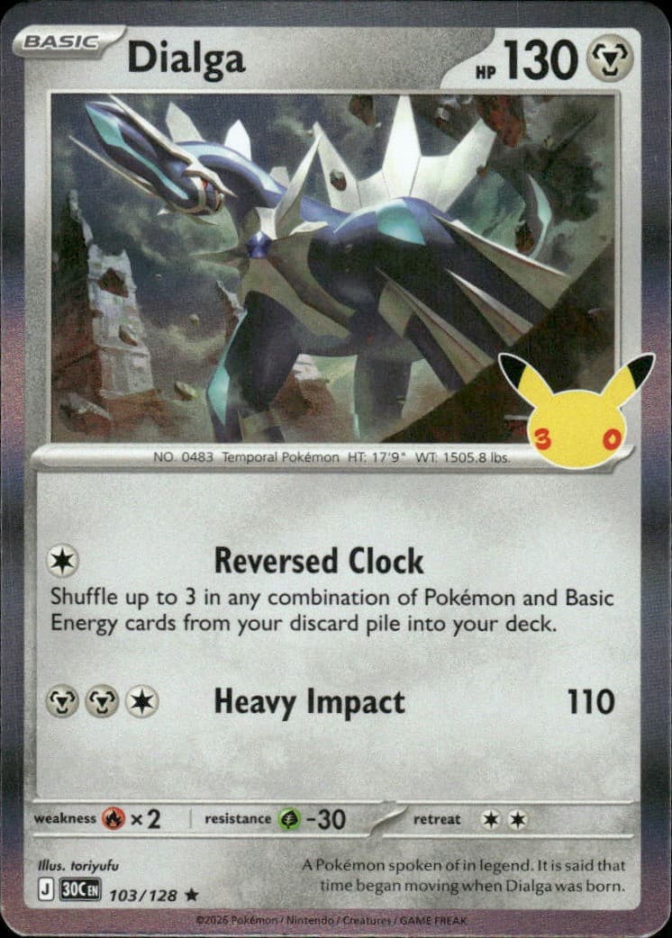 Dialga 30th Celebration 103/128 Rare Holo Pokémon — English NM