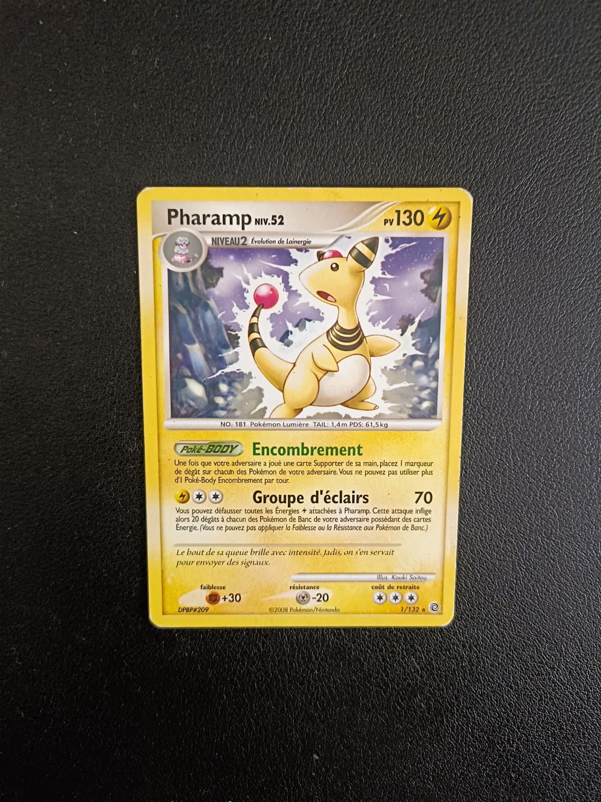 Carte Pokémon Pharamp 1/132 rare Diamant & Perle Merveilles Secrètes FR