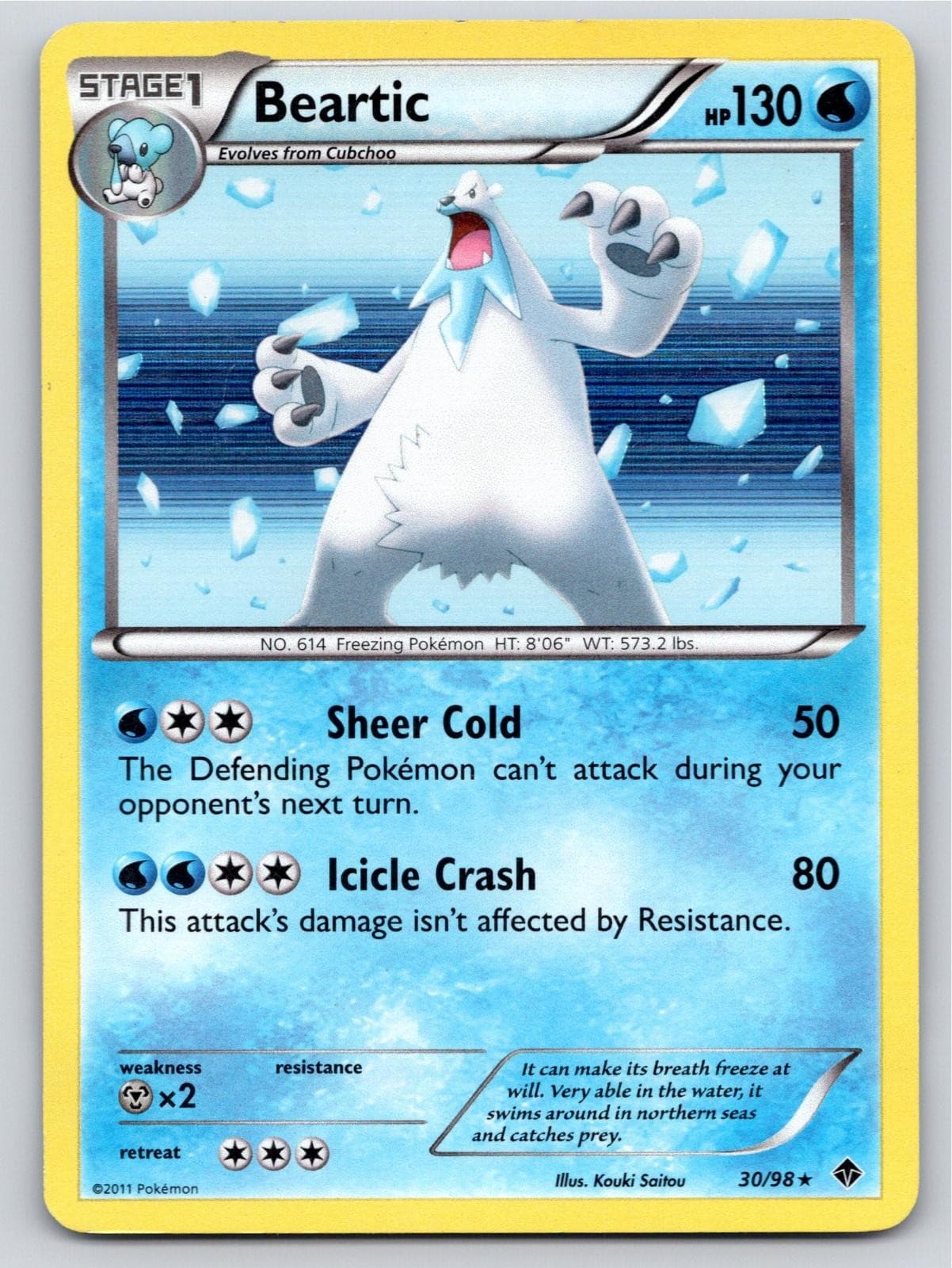 2011 POKEMON BEARTIC EMERGING POWERS 30/98 HOLO R LP A90613 FREE S&H