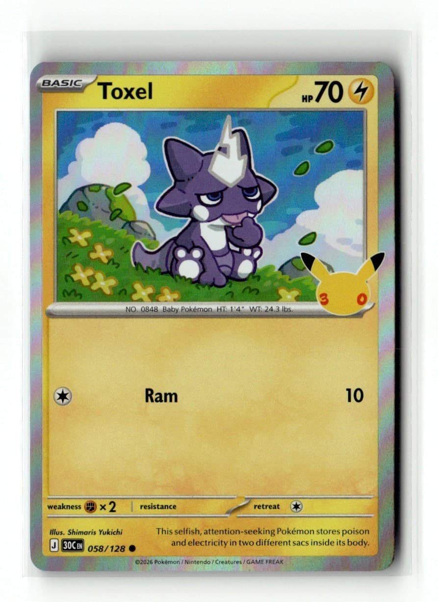 Toxel 58/128 30th Celebration Common Holo 2026 Pokemon NM