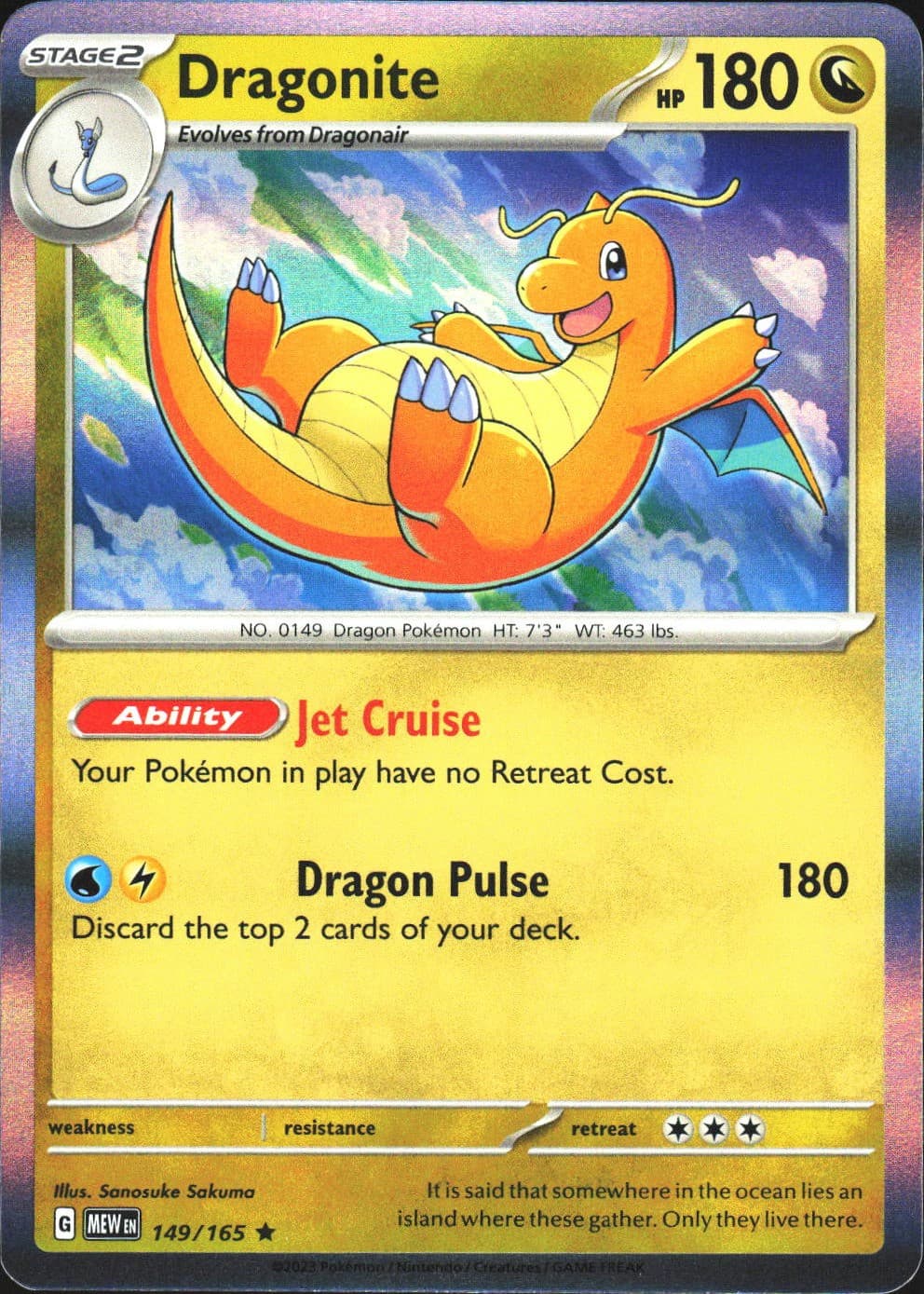 Dragonite Scarlet & Violet 151 149/165 Rare Holo Pokémon — English