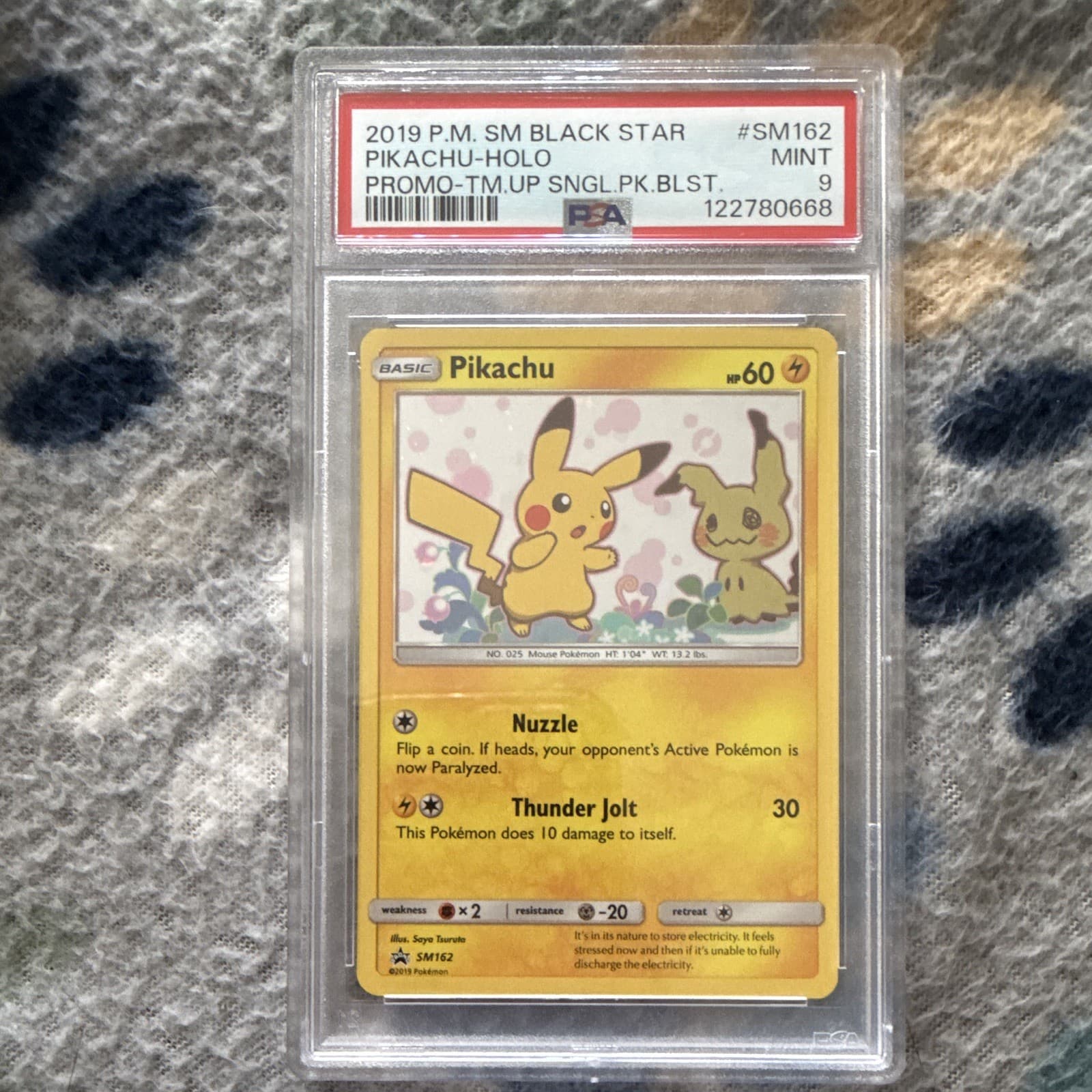 Pikachu SM162 2019 SM Black Star Promo Holo Pokemon TCG Card PSA 9