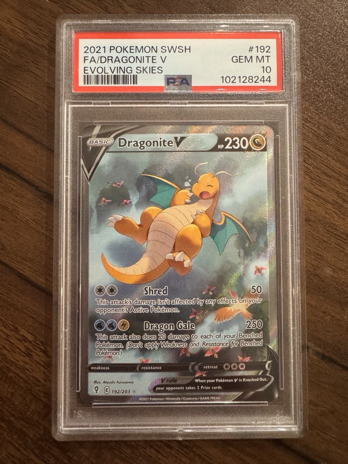 2021 Pokemon Evolving Skies Dragonite V Alternate Full Art Holo #192 PSA 10