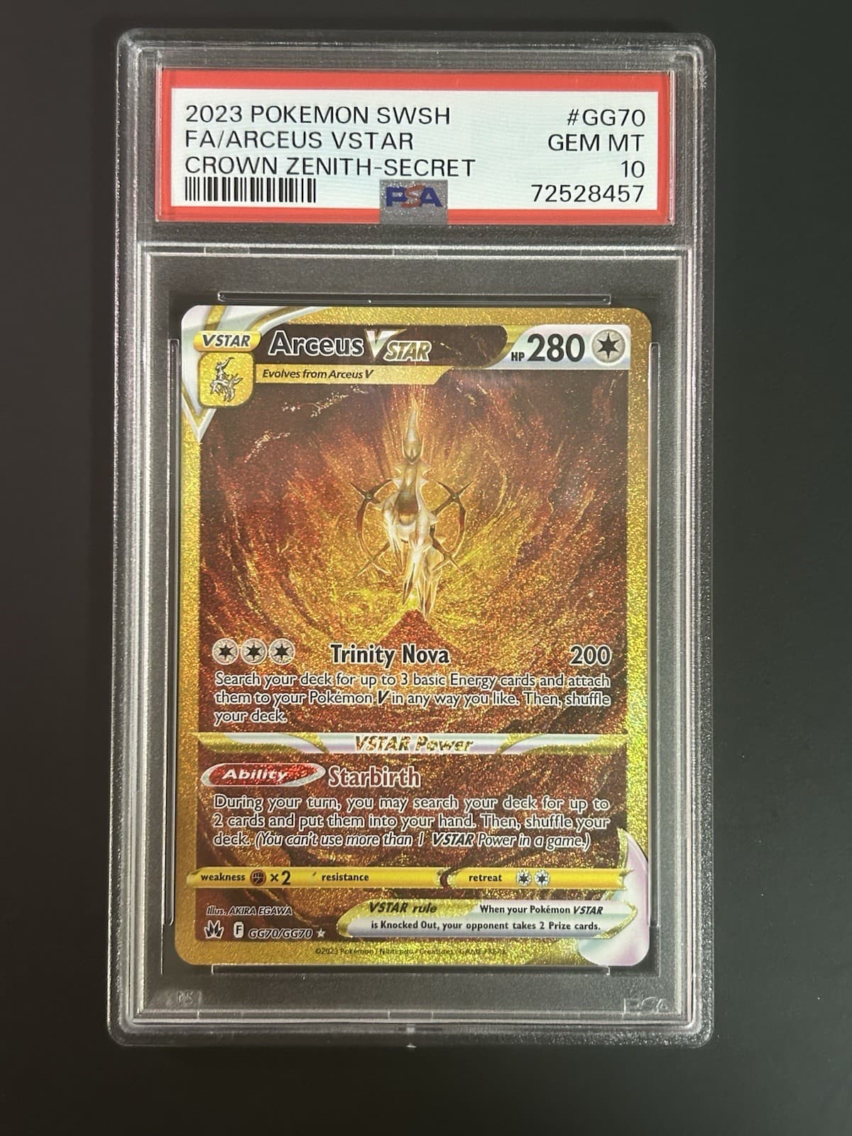 Pokemon TCG Arceus VSTAR GG70/GG70 Crown Zenith GG Secret Rare FA Holo PSA 10