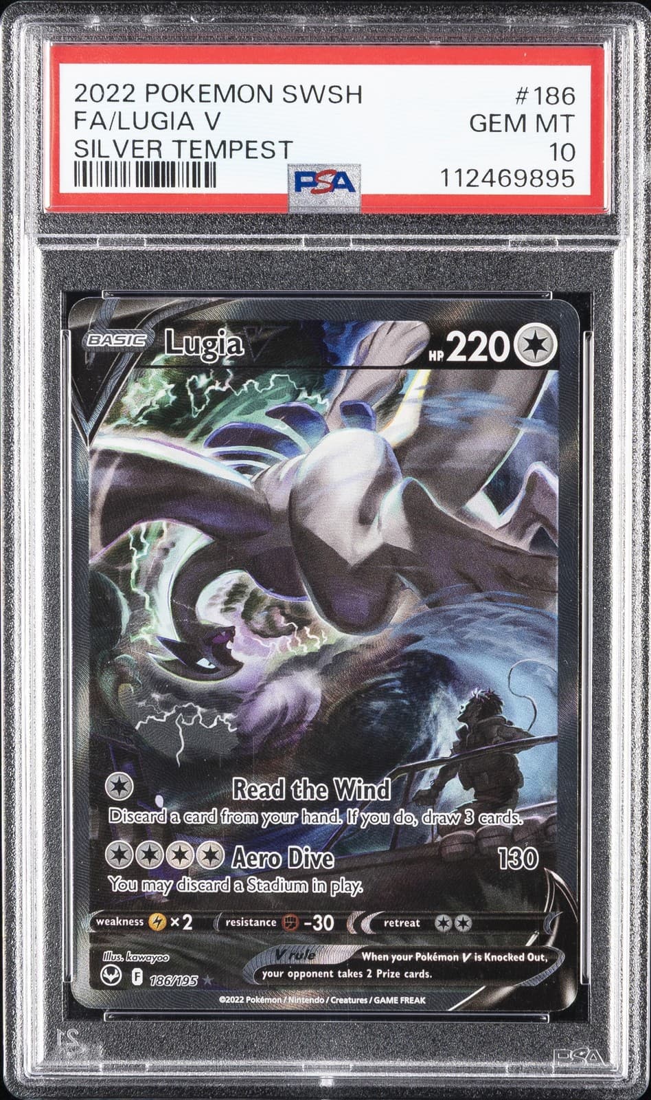 2022 POKEMON SWORD & SHIELD SILVER TEMPEST #186 FULL ART/LUGIA V PSA 10